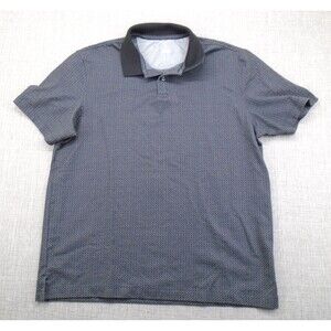 Van Heusen Polo Shirt Men's Large Short Sleeve Casual Golfer Grey Geometric